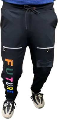 Mindsart Trend Printed Men Black Track Pants