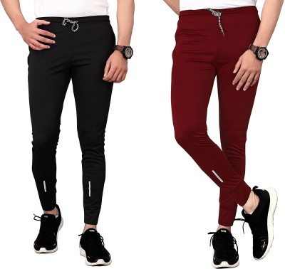 BRAIN COMFORT Solid Men Black, Maroon Track Pants