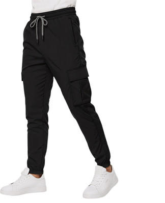 ARSHU Self Design Men Black Track Pants