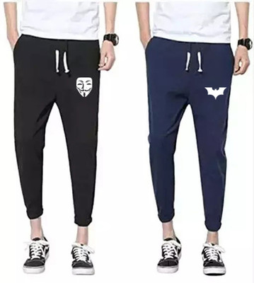 bfb Printed Men Blue, Black Track Pants