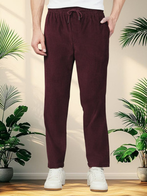 HouseOfCommon Solid Men Purple Track Pants