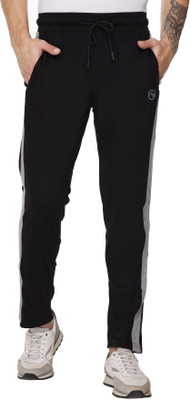 MattZig Solid, Striped Men Black Track Pants