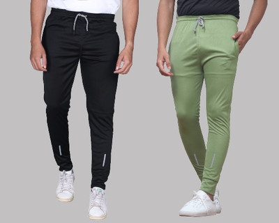 Fovo Solid Men Black, Light Green Track Pants