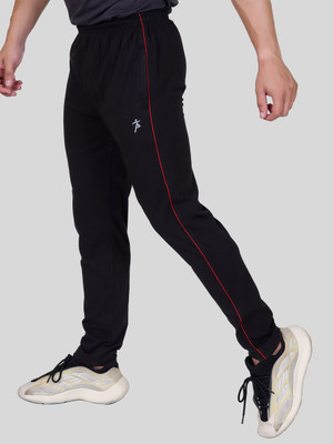 axys Solid Men Black Track Pants