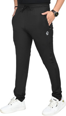 FERRYFAB Solid Men Black Track Pants