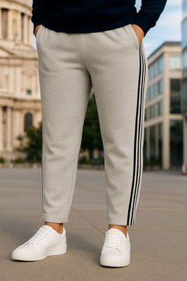 VIshalknitwears Striped Men Silver Track Pants