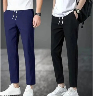 CHENECLOTH Solid Men Dark Blue, Black Track Pants