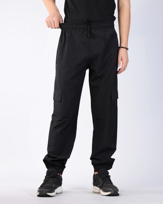 SmallTry Solid Men Black Track Pants