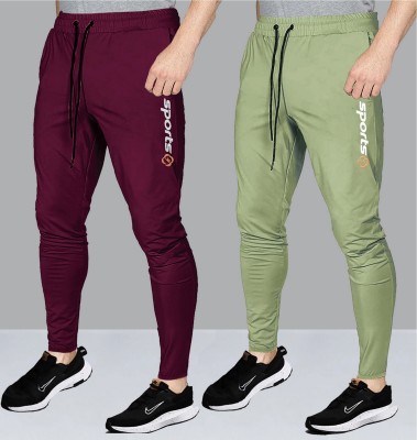 AVOLT Solid Men Maroon, Light Green Track Pants