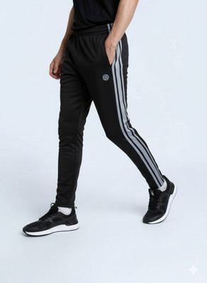Fashion By Stacktrail Striped Men Black Track Pants