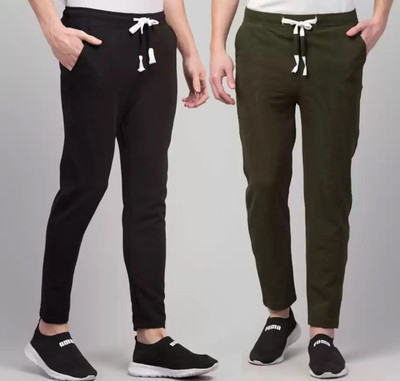 HoC Solid Men Black, Green Track Pants