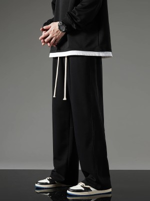 Dockstreet Solid Men Black Track Pants