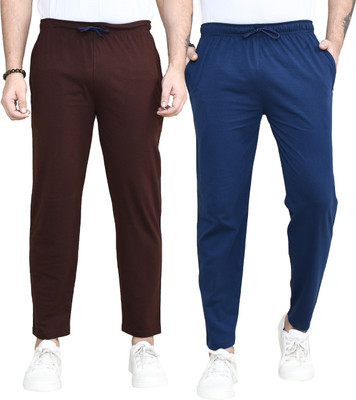 altius Solid Men Brown, Blue Track Pants
