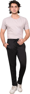SmallTry Solid Men Black Track Pants