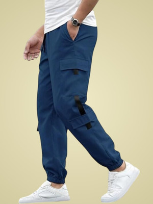 GIBBONTE Self Design Men Blue Track Pants