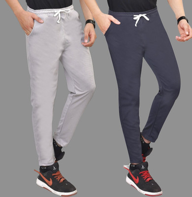 FAINTER Solid, Striped Men Grey, Dark Green Track Pants