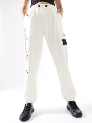 Hubberholme Printed Women White Track Pants