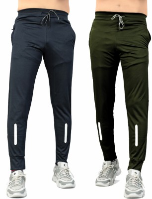 LAHEJA Self Design Men Grey, Dark Green Track Pants