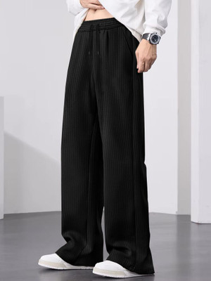 TRIPR Solid Men Black Track Pants