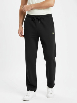 Glitchez Solid Men Black Track Pants