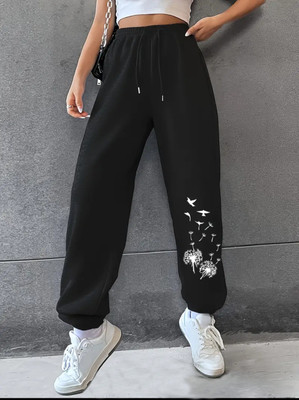 Povaxpo Printed Women Black Track Pants