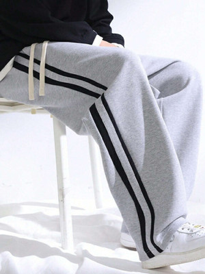 Flycollection Striped Men Grey Track Pants
