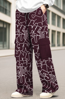 TRIPR Printed Men Maroon Track Pants