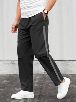 LOTHRIC Self Design Men Black Track Pants