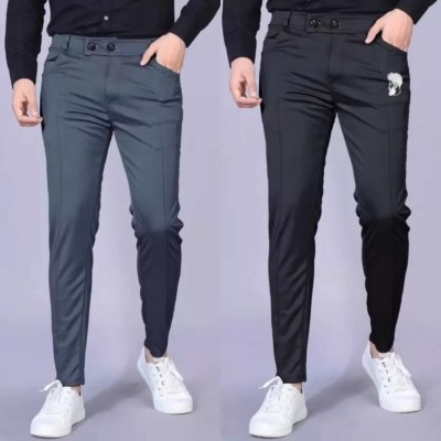 SUMITGARMENT Regular Fit Men Black, Purple Trousers