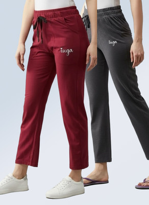 HouseOfCommon Solid Women Grey, Maroon Track Pants