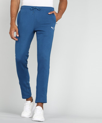 PUMA Zippered Sweatpants TR Solid Men Blue Track Pants