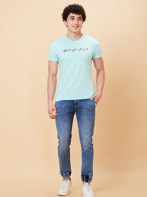 BEING HUMAN Solid Men Blue Track Pants