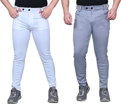 Mahi Group Store Solid Men Grey, White Track Pants