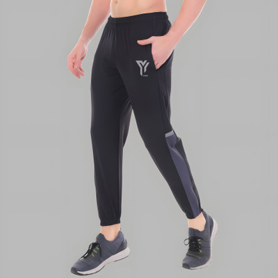 YUNEK Solid Men Black Track Pants