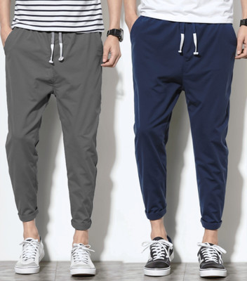 FOXTER Solid Men Blue, Grey Track Pants