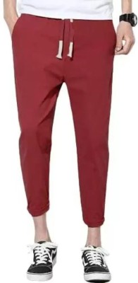 WOTOLY Solid Men Maroon Track Pants