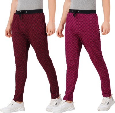 Just Live Fashion Checkered Men Pink, Red Track Pants