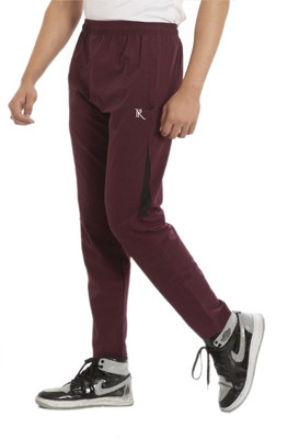 Yaqr Self Design Men Maroon Track Pants
