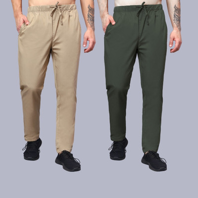 HAUWER Self Design Men Beige, Olive Track Pants