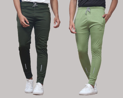 Pink Formal Solid Men Olive, Light Green Track Pants
