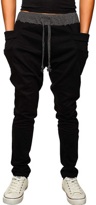 HouseOfCommon Solid Men Black Track Pants