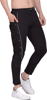JAKCOM Self Design Men Black Track Pants