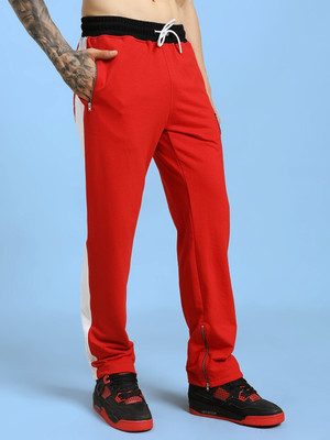WEARDUDS Striped Men Red Track Pants