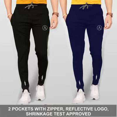ANAND Printed Men Black, Dark Blue Track Pants