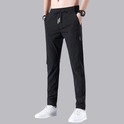 FICKA Solid Men Black Track Pants