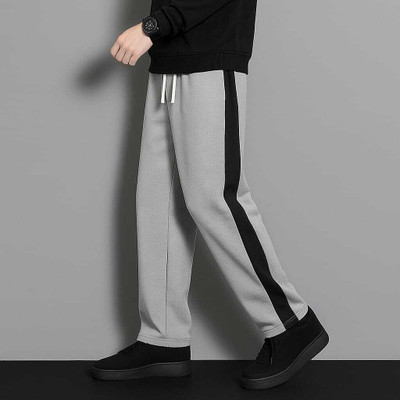 NFTRENDLYY Striped Men Grey Track Pants
