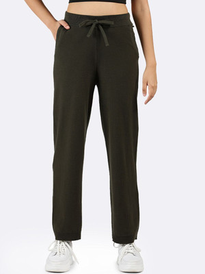 BlissClub Solid Women Green Track Pants
