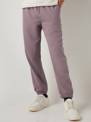 BEWAKOOF Solid Men Purple Track Pants