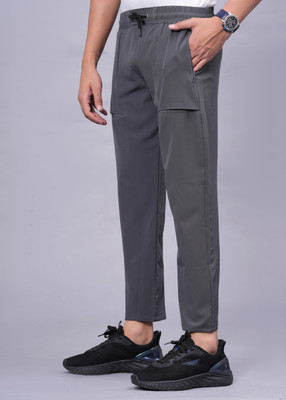 PS COLLECTION Solid Men Grey Track Pants