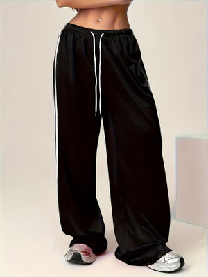 TRUFFLEGUM Solid Women Black Track Pants